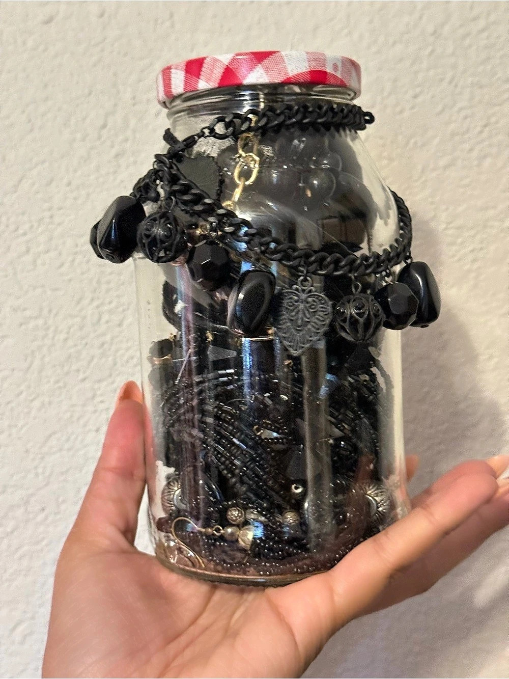 Vintage/moderm Black mystery jewelry jar